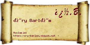 Őry Barlám névjegykártya